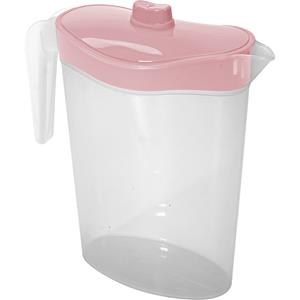 Hega Hogar Waterkan/sapkan met lichtroze deksel - 1.5 liter - kunststof - 9 x 23 cm -