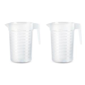 PlasticForte Waterkan/schenkkan - 2x - transparant - 1000 ML - kunststof -
