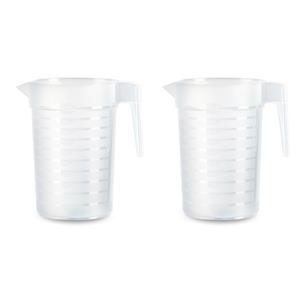 PlasticForte Waterkan/schenkkan - 2x - transparant - 1000 ML - kunststof -