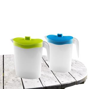 Hega Hogar 2x stuks waterkan/sapkan/limonadekan karaf deksel 1.5 liter kunststof groen/blauw -