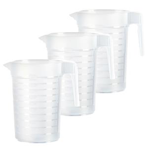 PlasticForte Waterkan/schenkkan - 3x - transparant - 1000 ML - kunststof -