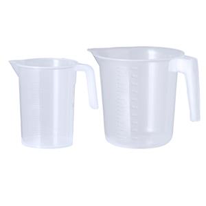 Merkloos Keuken maatbekers set - kunststof - transparant - 2 maten - schenktuit - 500/1000 liter -