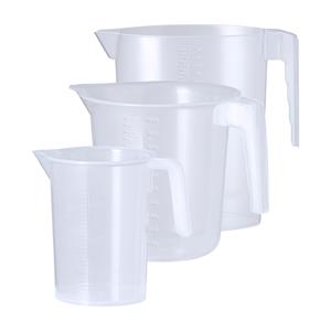 Merkloos Keuken maatbekers set - kunststof - transparant - 3 maten - schenktuit - 500/1000/2200 liter -