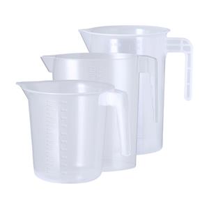 Merkloos Keuken maatbekers set - kunststof - transparant - 3 maten - schenktuit - 1000/2200/4000 liter -