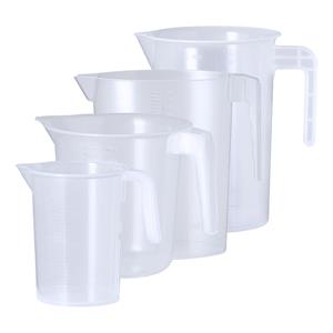 Merkloos Keuken maatbekers set - kunststof - transparant - 4 maten - schenktuit - 500/1000/2200/4000 liter -