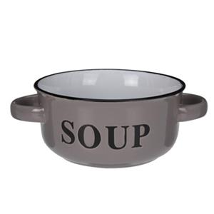 Excellent Houseware Soepkommen/serveer schaaltjes - porselein - D13 x H7 cm - antraciet -