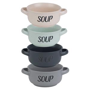 Cosy & Trendy Soepbekers/soepkommen - set 4x stuks - 13 x 8 cm - 470 ml - keramiek - mix kleuren -