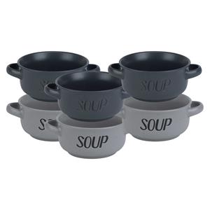 Cosy & Trendy Soepbekers/soepkommen - set 6x stuks - 13 x 8 cm - 470 ml - keramiek - mix kleuren -