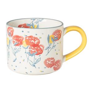 Xenos Mok met rode bloemen - Multicolor - 325 ml