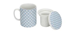 Cosy & Trendy Cosy&Trendy Theemok Porselein Met Filter + Deksel Ø8x10,5cm Deco Blauw