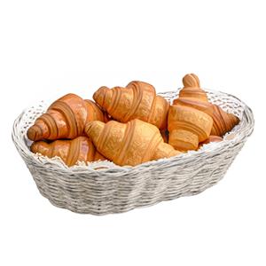Kesper Brood/fruit mandje - gevlochten kunststof - lichtgrijs - ovaal - L24 x B20 x H6 cm - broodmandjes -