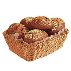 Kesper Brood/fruit mandje - gevlochten kunststof - lichtbruin - rechthoek - L28 x B20 x H11 cm - broodmandjes -