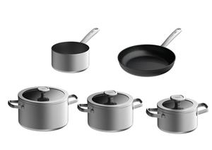 BergHOFF Leo Pannenset Graphite 5 delig - gerecycled RVS