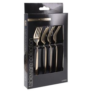 Taart/gebak vorkjes - 4x stuks - goud - RVS - 15 cm - verjaardag/feest vorkjes -