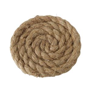 Deco by Boltze glazen onderzetters Rope - 4x - jute - naturel - 10 x 10 cm - opgerold touw stijl -