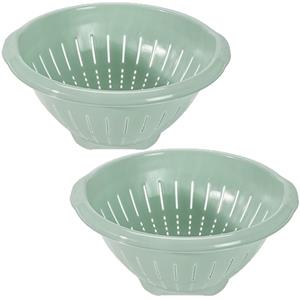 Hega Hogar 2x stuks kunststof keuken vergieten/zeven in het mintgroen 30 x 14 cm met rand -