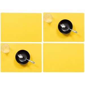 Wicotex Set van 8x stuks stevige luxe Tafel placemats Plain geel 30 x 43 cm -