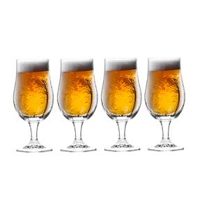 Excellent Houseware Bierglazen op voet - 4 stuks - glas - 370 ml - speciaal bier - bierglas -