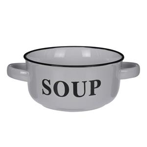 Excellent Houseware Soepkommen/serveer schaaltjes - porselein - D13 x H7 cm - lichtgrijs -