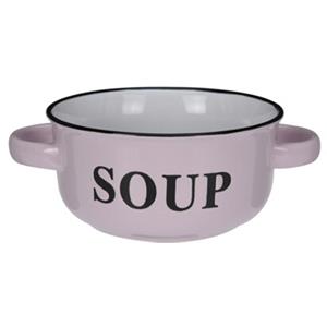 Excellent Houseware Soepkommen/serveer schaaltjes - porselein - D13 x H7 cm - lichtroze -
