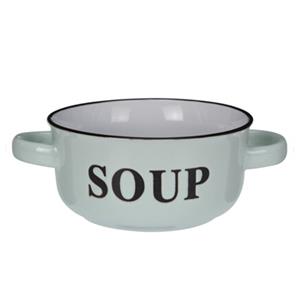Excellent Houseware Soepkommen/serveer schaaltjes - porselein - D13 x H7 cm - mintgroen -