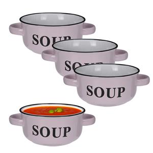 Excellent Houseware Soepkommen/serveer schaaltjes - 8x - porselein - D13 x H7 cm - lichtroze -