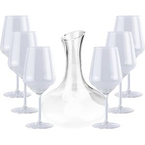 Luxury houseware Glazen wijn karaf / decanteer kan met 6 rode wijn glazen -
