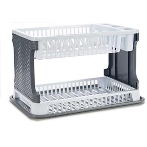 Kinvara Afwas afdruiprek 2-Laags - grijs/wit - x 30 x 27 cm - Afwasrek - kunststof -