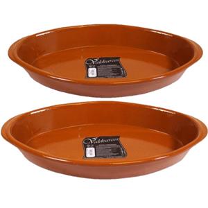 Concorde Set van 2x stuks tapas ovenschalen/serveerschalen terracotta Fontein 5 en 2.8 liter -
