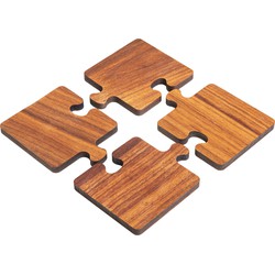 QUVIO Pannenonderzetters / Onderzetters glazen - Puzzel - Set van 4 - Hout