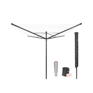 Brabantia  Lift-o-matic - Droogmolen 50m Met Grondanker, Hoes, Wasknijpers En Tasje - Anthracite