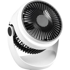 BES LED Ventilator op Batterijen - Trion Tompa - Mini Tafelventilator - USB Oplaadbaar - Rond - Wit - Kunststof