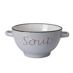 Excellent Houseware Soepkommen/serveer schaaltjes - Gres - porselein - D14 x H8 cm - ivoor wit -