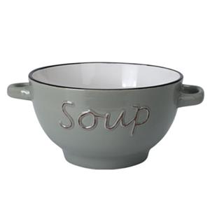 Excellent Houseware Soepkommen/serveer schaaltjes - Gres - porselein - D14 x H8 cm - lichtgrijs -