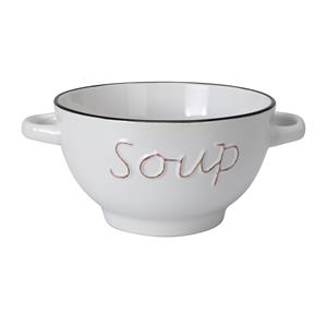 Excellent Houseware Soepkommen/serveer schaaltjes - Gres - porselein - D14 x H8 cm - wit -
