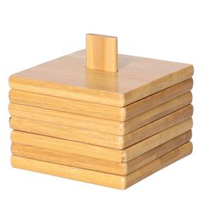 Lowenthal Onderzetters voor glazen - 6x stuks - bruin - bamboe hout - 9 x 9 cm -