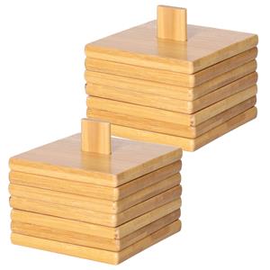 Lowenthal Onderzetters voor glazen - 12x stuks - bruin - bamboe hout - 9 x 9 cm -