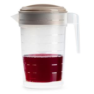PlasticForte Limonade of water serveer kan - 2 Liter inhoud - transparant/beige - met deksel - kunststof -