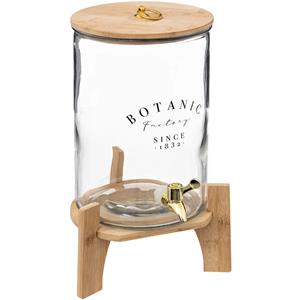 Secret de Gourmet Luxe Drankdispenser/limonade/sap dispenser op onderstel met kraantje - glas/hout - 8 Liter -