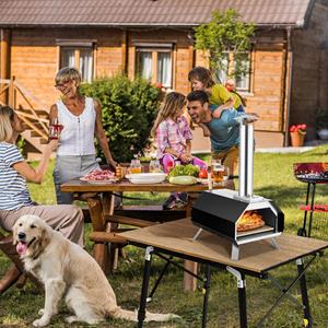 Buitenshuis Pizzaoven Draagbare Pizzaoven van Roestvrij Staal met Pizzasteen Pizzaschep Thermometer voor Picknick Feest Camping