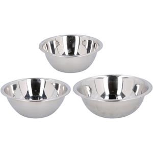 Merkloos Mengkommen/beslagkommen set - 3x stuks - RVS metaal - Dia 8-22 cm -