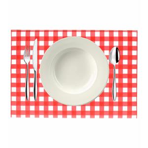 Bellatio Design Placemats - 1x - rood/wit geblokt - Oktoberfest - 43cm -