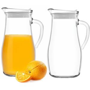 Glasmark Waterkan - 2x - met deksel - 1,5L - glas - schenkkan - waterkaraf -