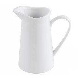 Melkkannetje/schenkkan saus - keramiek - wit - D8 x H11 cm - schenktuit en handvat -