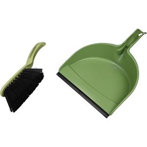 Benson Stoffer en blik - kunststof - 33 x 22 cm - groen - rubber rand -