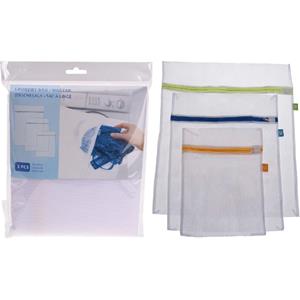 Merkloos Waszakken 3x stuks voor delicaat wasgoed - lingerie/bh waszak - wit - diverse formaten -