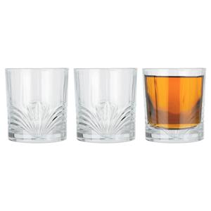 Excellent Houseware Drinkglazen Palm Springs - 3x - helder transparant - glas - 230 ml - met glas decoraties -