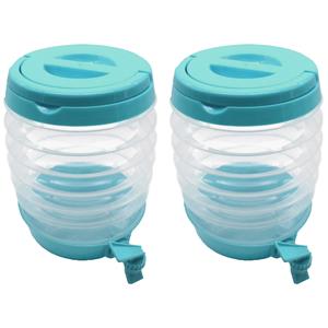 Alma garden Drankdispenser - 2x - opvouwbaar- groen - kunststof - 3,5 liter - D15 x H21 cm -