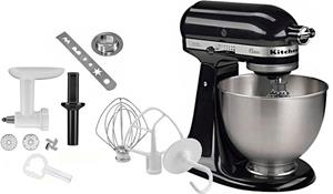 KitchenAid Keukenmachine 5K45SSEOB ONYX BLACK Gratis vleesmolen, deegspuitmond (waarde ca. 129,-VAP)