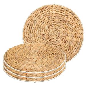 Secret de Gourmet Placemat van afgewerkt zeegras - 4x - naturel - rond - dia 35 cm -